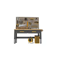 Organized Hardware Tools Workbench With Drawers Wall Mounted Tool Storage Various Wrenches Hammers And Saw 3d model