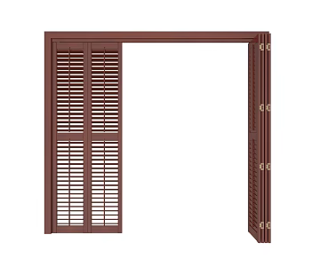 Solid Wood Folding Shutter Door 3d model