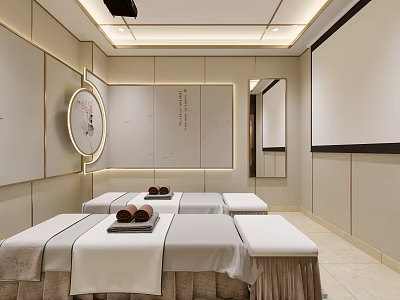 New Chinese Spa Room Spa Bed 3d model