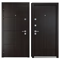 Modern Dark Brown Wooden Hinged Door With Sleek Surface And Metal Handle