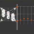 Other Playground Climbing Structure With White Poles Orange Connectors Netting And Circular Holds