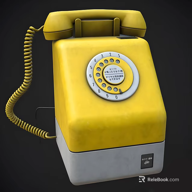 Vintage Yellow Rotary Dial Telephone Classic Digital Communication Device Design 3d model 