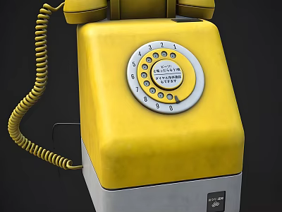 Vintage Yellow Rotary Dial Telephone Classic Digital Communication Device Design 3d model