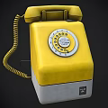 Vintage Yellow Rotary Dial Telephone Classic Digital Communication Device Design