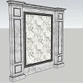 Elegant Sofa Background Wall with Marble Panel Classic Frame and Decorative Details 3d model
