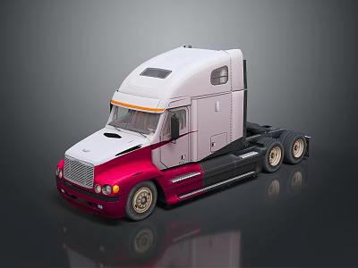 White and Red Semi Truck Cab With Shiny Exterior And Front Design Details 3d model