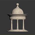 Ornamental White Marble Decorative Structure With Dome Top And Columns On Circular Base