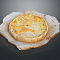 Homemade Golden Brown Chicken Potato Pie On Textured Paper Plate