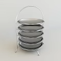 Multi Tiered Metal Dinnerware Set With Stackable Trays And Arch Stand