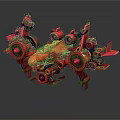 Red Sci Fi Aircraft with Multiple Engines and Mechanical Futuristic Design 3d model