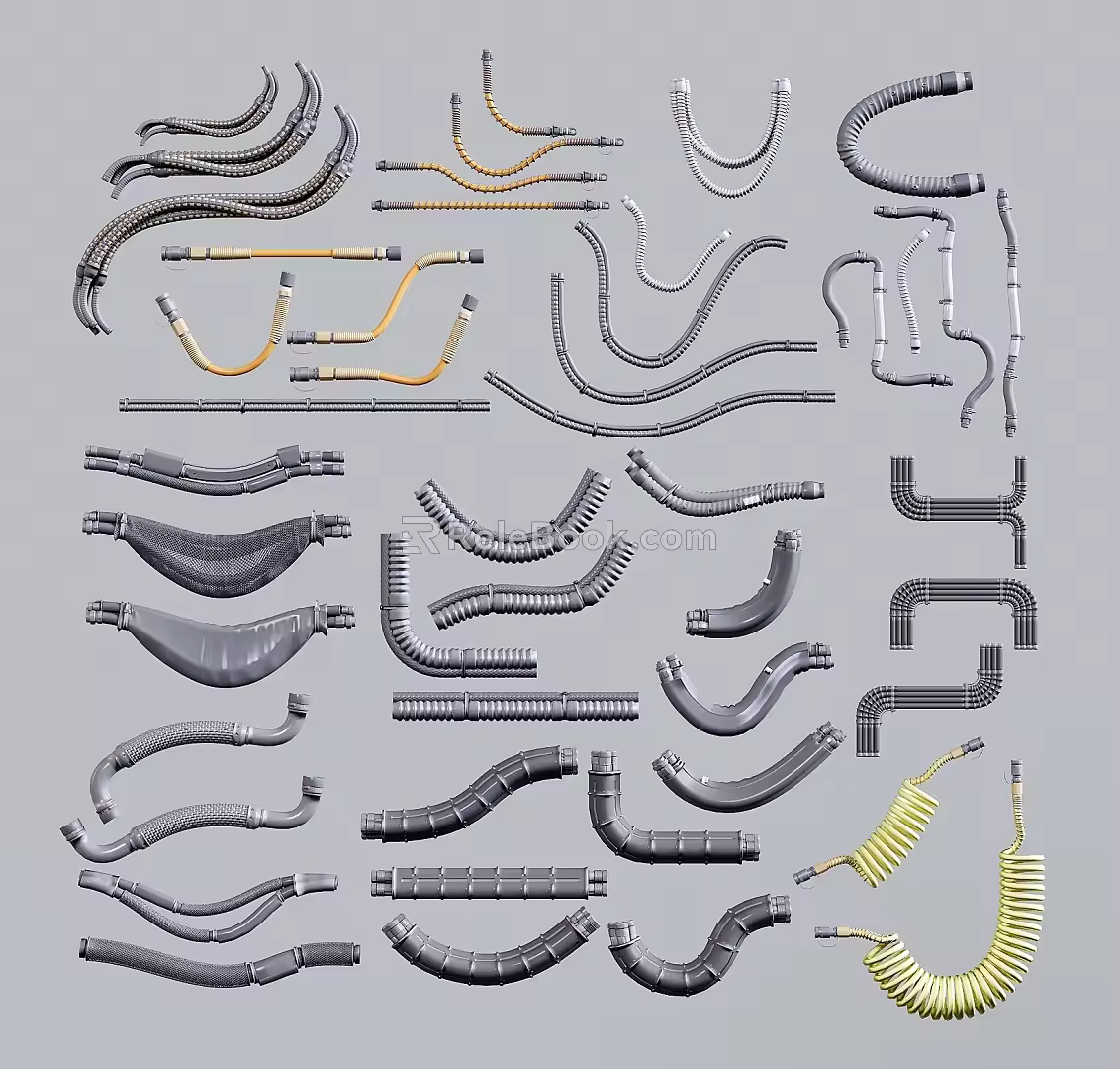 Modern cable data line network cable plug industrial machinery parts combination 3d model