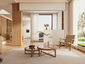 Japanese style home living room tea room 3d model