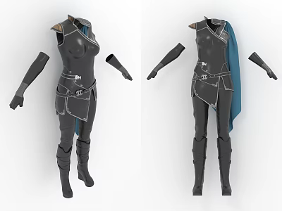 Character Armor Costume Design With Cloak Boots And Detailed Components 3d model