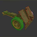 Vintage Military Field Artillery Weapon With Wheeled Design And Support Structure