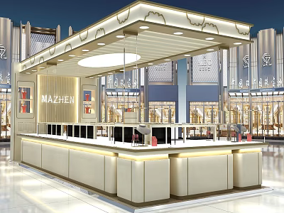 Luxurious Modern Jewelry Store Interior With Display Counters And Lighting Fixtures 3d model