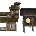 Traditional Ancient Architecture With Wooden Structures Tiled Roofs And Carved Windows