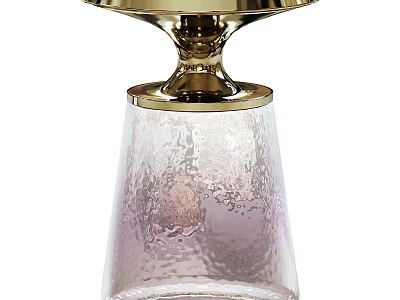 Elegant Modern Side Table With Gold Base And Textured Glass Top 3d model
