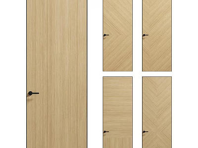 Modern Wooden Hinged Doors With Herringbone And Straight Wood Grain Patterns 3d model