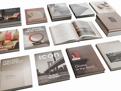 Diverse Books and Magazines Collection Featuring Varied Covers Open Book and Design Themes 3d model