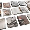 Diverse Books and Magazines Collection Featuring Varied Covers Open Book and Design Themes