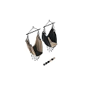 Hanging Hammock Chair with Black and Beige Design Tassel Details and Comfortable Cushions