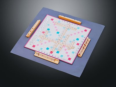 Modern Board Jigsaw Puzzle Scrabble Board Cards model