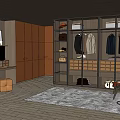 Elegant Modern Walk-in Closet Interior With Glass Door Cabinets And Storage Shelves