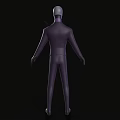 Man Wearing Purple Outfit With Black Collar 3D Virtual Character Model Design