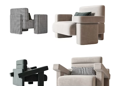 Modern Leisure Chairs With Various Designs Colors And Patterned Accent Pillows 3d model