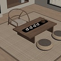 Japanese-style Tatami Tea Table Futon Rattan Seat Rattan Futon Tea Tray Tea Set 3d model