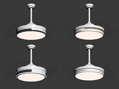 Modern Ceiling Pendant Lights With Sleek White Shades And Decorative Trim 3d model