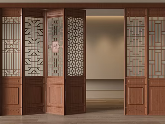 Chinese-style Hollow Folding Door Single Door Partition Screen Carved Wooden Door Ancient Built Door 3d model