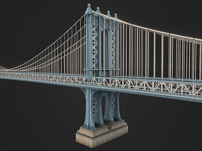 Suspension Bridge Architectural Structure With Steel Tower Cables Pier And Deck Design 3d model