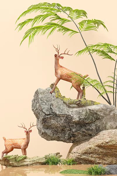 Deer Landscape Landscape Yo Yo Luming Animal Landscape 3d model Deer Landscape Landscape Yo Yo Luming Animal Landscape 3d model