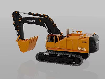 Volvo EC250D Tracked Excavator With Orange Body And Black Mechanical Arm 3d model