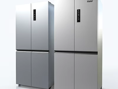 Haier Silver Multi Door Refrigerators Double Units With Sleek Modern Design 3d model