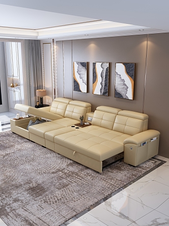 Living room multi-function sofa combination 3d model