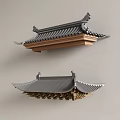Traditional Chinese Roof Structure With Ornate Eaves Gray Tiles And Wooden Brackets