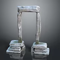 Ancient Stone Arch Structure With Stacked Stone Blocks And Standing Supports 3d model