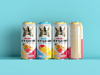 Refreshing REIGN Canned Energy Drinks With Assorted Flavors Like Strawberry And Mango 3d model