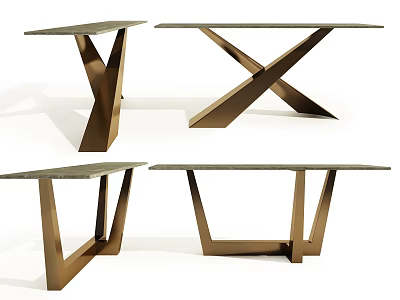Modern Various Design Tables With Metal Frames And Marble Tabletops For Home Decor 3d model