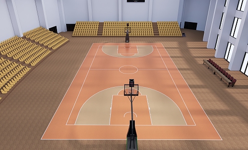 Modern Basketball Hall Indoor Basketball Court Plastic Field Seats 3d model