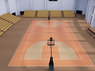 Modern Basketball Hall Indoor Basketball Court Plastic Field Seats 3d model