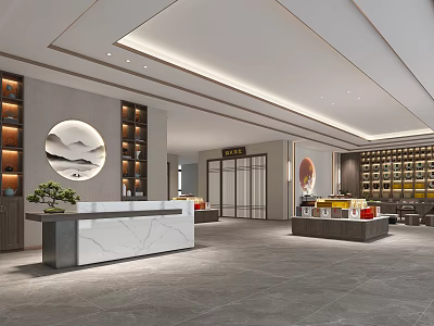 New Chinese Tea Shop Tea Industry Exhibition Hall 3d model