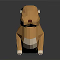 Low Poly Brown Rabbit Sitting Figure With White Ears And Paws
