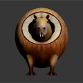 Cute Little Adorable Capybara Peeking Out From Hollowed Coconut Shell Craft