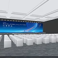 Explore Unlimited Themed Stage With Blue Ceiling Lights And Starry Backdrop