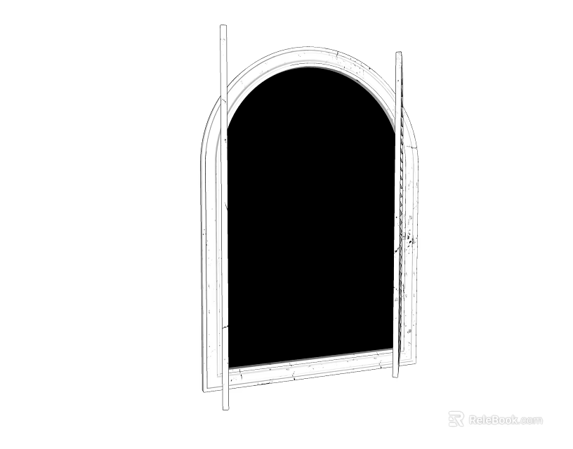 Arched Wooden Frame Mirror Design With Classic Structure And Decorative Elements 3d model