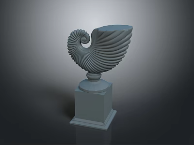 Decorative Nautilus Spiral Shell Sculpture with Pedestal Base Modern Design 3d model