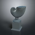 Decorative Nautilus Spiral Shell Sculpture with Pedestal Base Modern Design